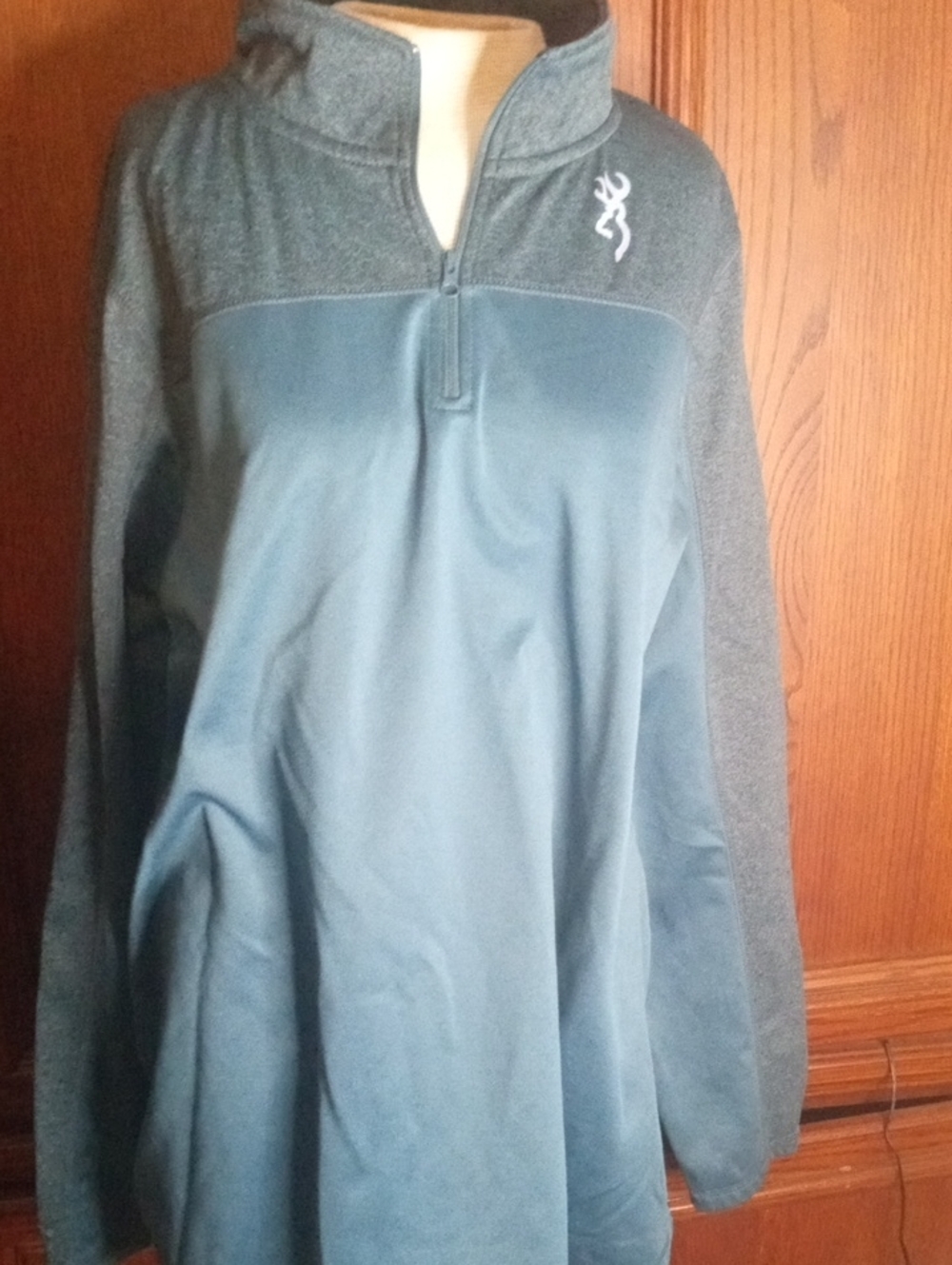 Browning Teal and Heather Gray Quarter-Zip Pullover